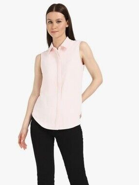 Calvin Klein Pink Sleeveless Collared Top